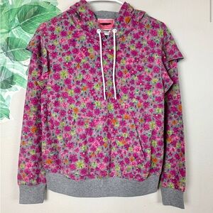 Kate spade Ruffled Pink Floral Pullover Heather Grat Hoodie Sweatshirt Size: XS